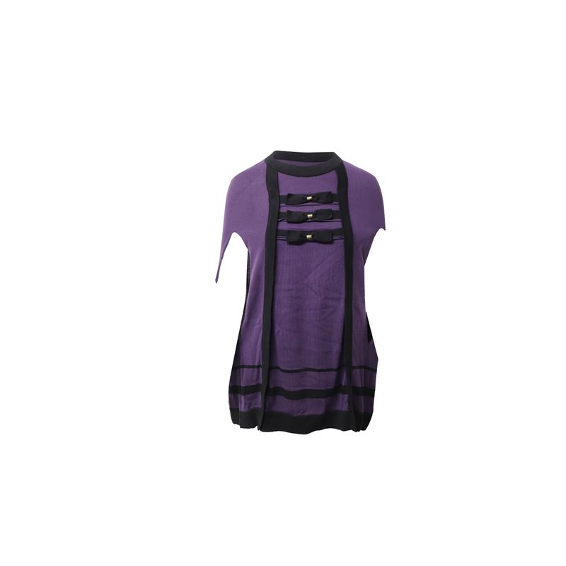 Temperley London Knitted Cape In Purple Cotton